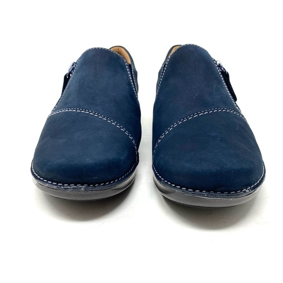 Clarks Appley Zip Navy Nubuck Loafers WIDE - Picture 3 of 7